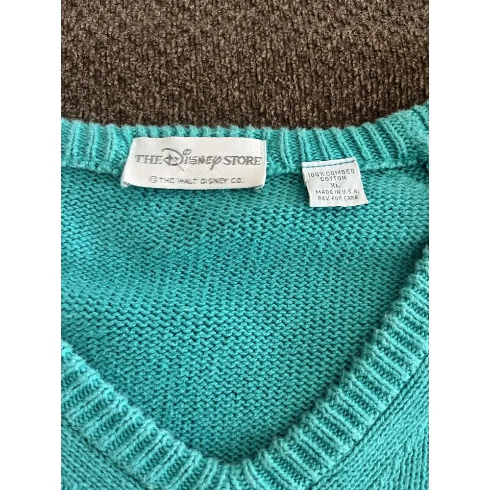 Vtg 90s Disney Mens XL Spell Out Mickey Mouse Country Club Golf Knit Sweater USA